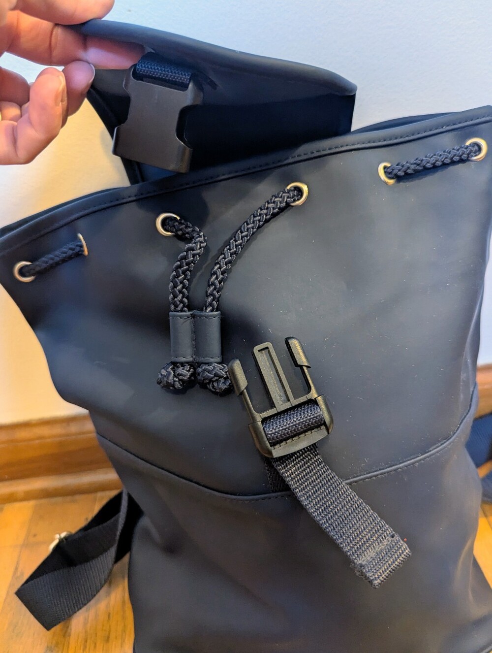 Ralph Lauren Polo Sport 90s Vintage Navy Blue Nylon Bucket Bag Backpack - Picture 3 of 10